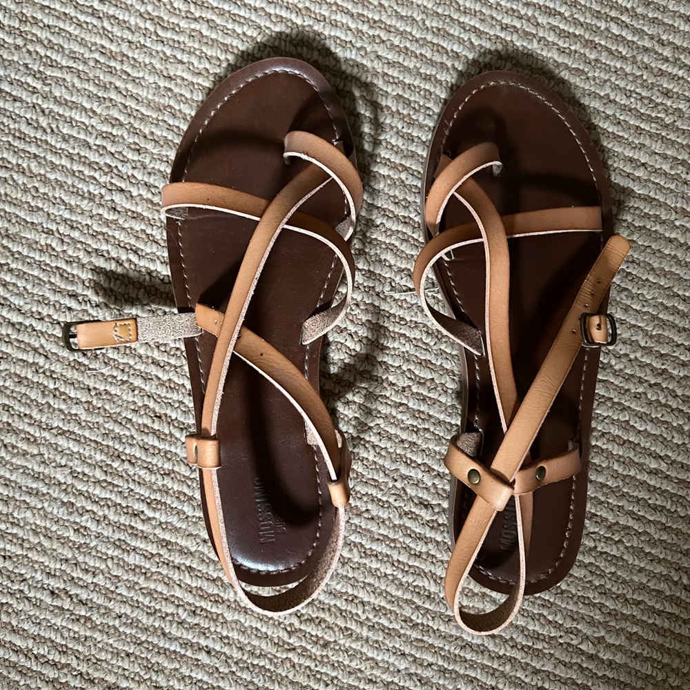 Target light brown/tan strappy sandals, 7.5